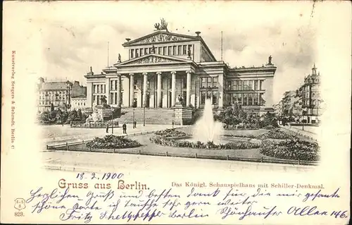 Berlin Koenigliches Schauspielhaus Schiller Denkmal Fontaene Kat. Berlin