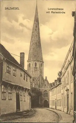 Salzwedel Lorenzstrasse mit Marienkirche Kat. Salzwedel