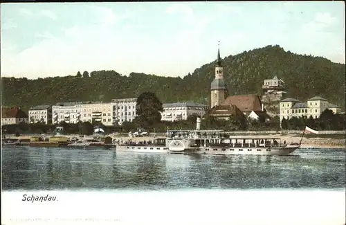 Bad Schandau Saechs. Schweiz Teilansicht Elbe Dampfer Kat. Bad Schandau