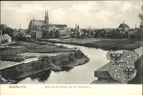 Goerlitz Sachsen Blick auf die Altstadt mit Peterskirche Wappen / Goerlitz /Goerlitz LKR