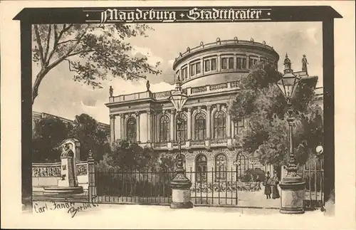 Magdeburg Sachsen Anhalt Stadttheater Kuenstlerkarte Carl Jander Kat. Magdeburg