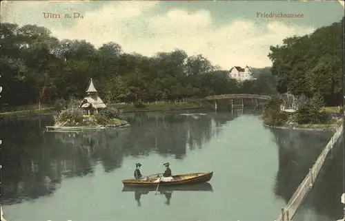 Ulm Donau Friedrichsausee Ruderboot Kapelle Kat. Ulm