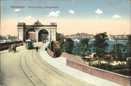 Mannheim Rheinbruecke Ludwigshafen Strassenbahn Kat. Mannheim