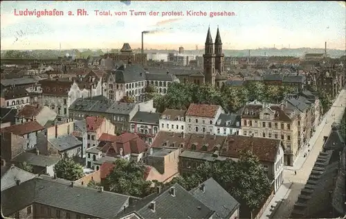 Ludwigshafen Rhein Blick vom Turm prot. Kirche Kat. Ludwigshafen am Rhein