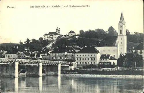 Passau Innenstadt mit Mariahilf Gertraudenkirche Kat. Passau