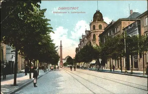 Darmstadt Rheinstrasse Ludwigsaeule Kat. Darmstadt