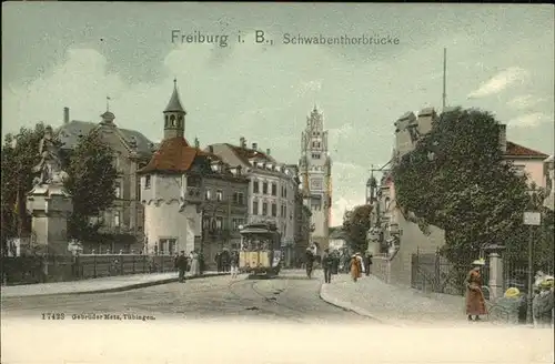 Freiburg Breisgau Schwabenthorbruecke Strassenbahn Kat. Freiburg im Breisgau