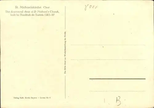 Muenchen St. Michaeliskirche Chor zerstoert Friedrich de Sustris Kat. Muenchen
