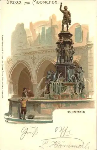 Muenchen Fischbrunnen Kuenstlerkarte Kat. Muenchen