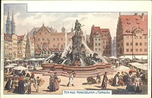 Nuernberg Neuer Marktbrunnen Kuenstelkarte  Kat. Nuernberg