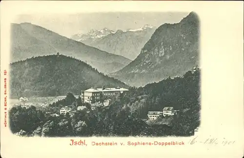 Bad Ischl Salzkammergut Panorama mit Dachstein vom Sophiens Doppelblick Kat. Bad Ischl