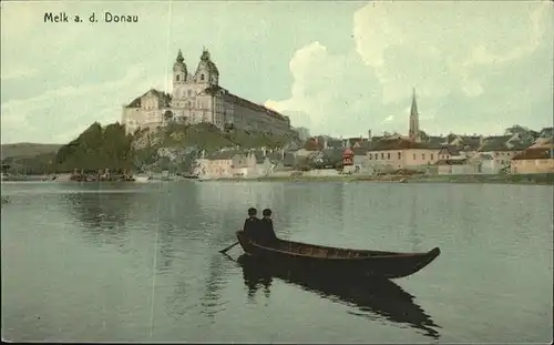 Melk Donau Teilansicht Boot Stift Kirche Kat. Melk