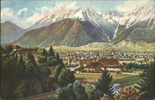 Innsbruck Tirol Blick gegen Norden Inntal Karwendelgebirge Kat. Innsbruck