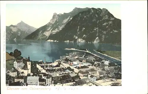 Ebensee Oberoesterreich Panorama Blick vom Calvarienberg See Kat. Ebensee