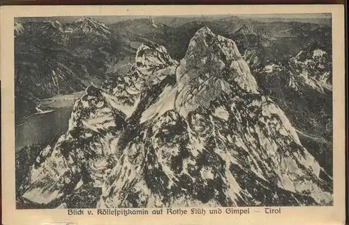 Schattwald Blick vom Koellespitzkamin auf Rote Flueh und Gimpel Allgaeuer Alpen Kat. Schattwald