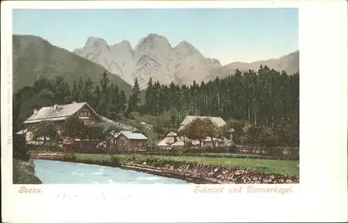 Gosau Oberoesterreich Partie am Gosaubach Blick auf Schmied und Donnerkogel Dachsteingebirge Kat. Gosau