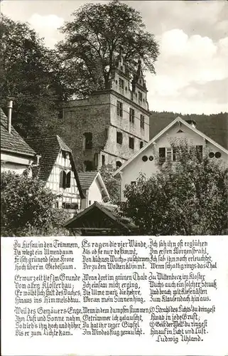 kk14302 Hirsau Schloss und Gedicht Kategorie. Calw Alte Ansichtskarten