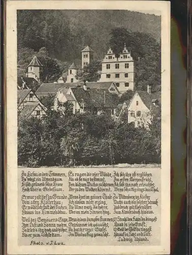 kk14388 Hirsau Schloss und Gedicht Kategorie. Calw Alte Ansichtskarten