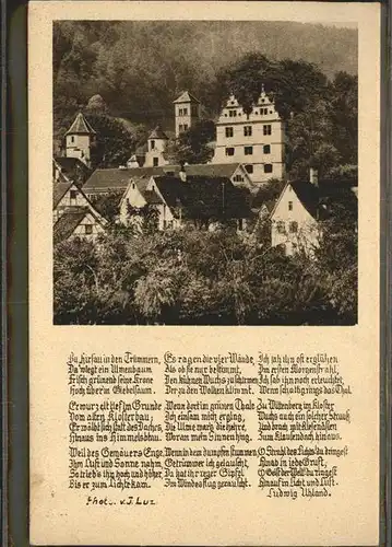 kk14396 Hirsau Schloss und Gedicht Kategorie. Calw Alte Ansichtskarten