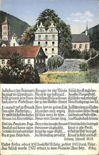 kk14431 Hirsau Schlossruine mit Ulme Aquarell Kategorie. Calw Alte Ansichtskarten