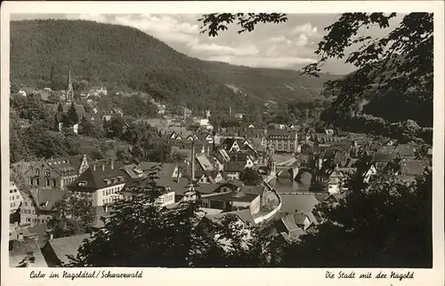 kk14535 Calw Blick auf die Stadt mit Nagold Kategorie. Calw Alte Ansichtskarten