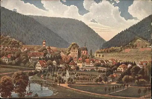 Hirsau Gesamtansicht Aquarell Kat. Calw