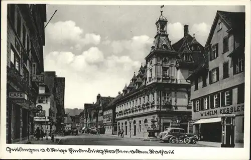 Geislingen Steige Hindenburgstrasse mit altem Rathaus Kat. Geislingen an der Steige