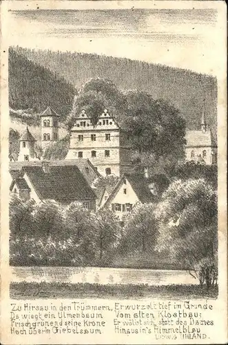 Hirsau Schlossruine mit Ulme Zeichnung Kat. Calw