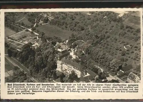 Bad Ditzenbach Kurhaus und Sanatorium Fliegeraufnahme Kat. Bad Ditzenbach