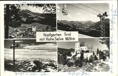 Hopfgarten Brixental Panorama mit Hohe Salve Gipfelkreuz Bergbahn Schloss Kat. Hopfgarten im Brixental