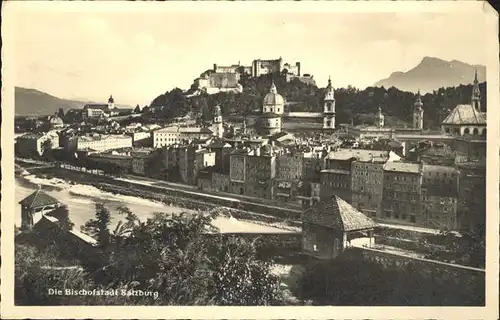 Salzburg Oesterreich Partie an der Salzach Festung Hohensalzburg Kat. Salzburg