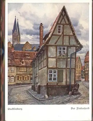 Quedlinburg Harz Sachsen Anhalt Finkenherd Kuenstlerkarte Kat. Quedlinburg