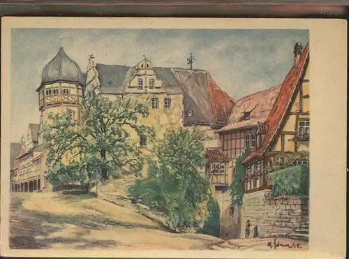 Quedlinburg Harz Sachsen Anhalt Schloss Kuenstlerkarte Kat. Quedlinburg