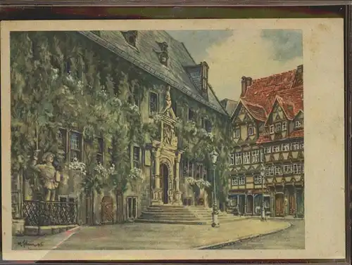 Quedlinburg Harz Sachsen Anhalt Rathaus Kuenstlerkarte Kat. Quedlinburg