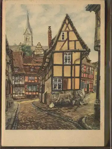 Quedlinburg Harz Sachsen Anhalt Finkenherd Kuenstlerkarte Kat. Quedlinburg