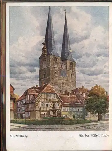 Quedlinburg Harz Sachsen Anhalt An der Nicolaikirche Kuenstlerkarte Kat. Quedlinburg