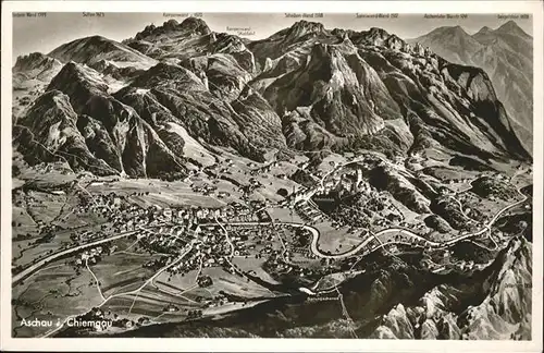 Aschau Chiemgau Panoramakarte mit Bergen Kat. Aschau i.Chiemgau