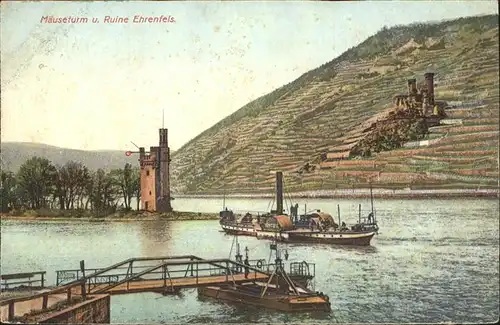 Ehrenfels Bingen Maeuseturm Schiffe Kat. Bingen am Rhein