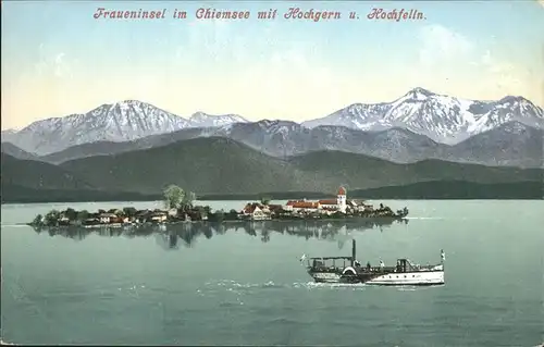 Fraueninsel Chiemsee Mit Hochgern Hochfelln Schiffe Kat. Chiemsee