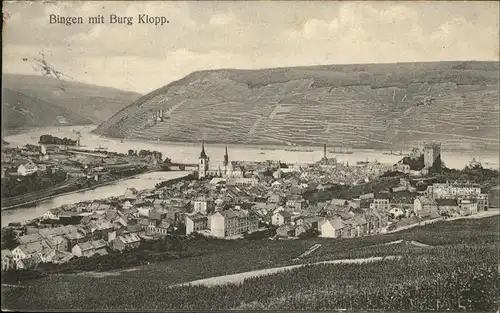 Bingen Rhein mit Burg Klopp Kat. Bingen am Rhein