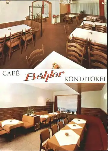 wz78998 Oberheimbach Bingen Cafe Boehler innen Kategorie. Oberheimbach Alte Ansichtskarten