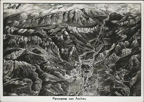 Aschau Chiemgau Panorama Landkarte Kat. Aschau i.Chiemgau
