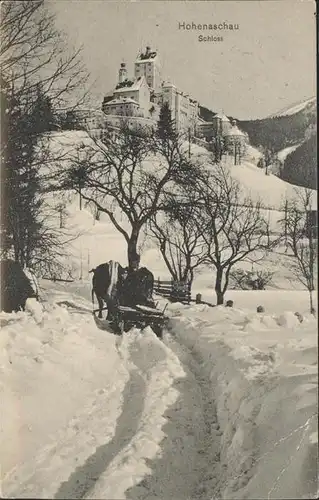 Aschau Chiemgau Hohenaschau Schloss im Schnee Kuehwagen Kat. Aschau i.Chiemgau