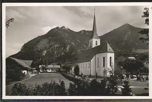 Marquartstein Pfarrkirche mit Hochgern Kat. Marquartstein