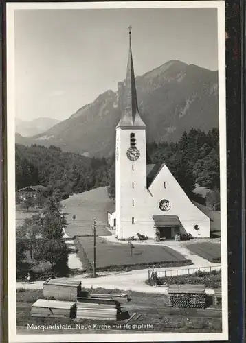 Marquartstein Neue Kirche mit Hochplatte Kat. Marquartstein