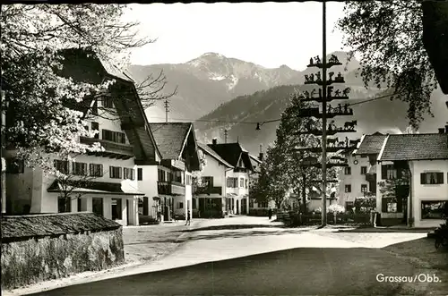 Grassau Chiemgau Dorfplatz mit Hochplatte Kat. Grassau