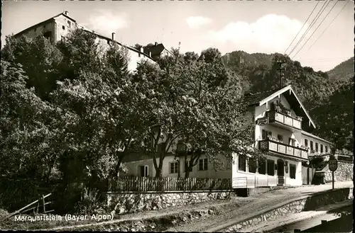 wz79176 Marquartstein Cafe Schlossberg mit Burg Kategorie. Marquartstein Alte Ansichtskarten