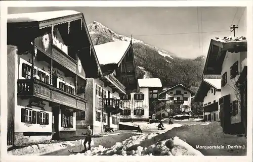 Marquartstein Dorfstrasse im Schnee Kinder Ski Kat. Marquartstein