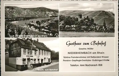 Niederheimbach Bingen Gasthaus zum Bahnhof Mueller  Kat. Niederheimbach