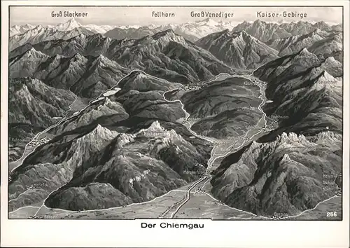 Marquartstein Panoramalandkarte Der Chiemgau Kat. Marquartstein